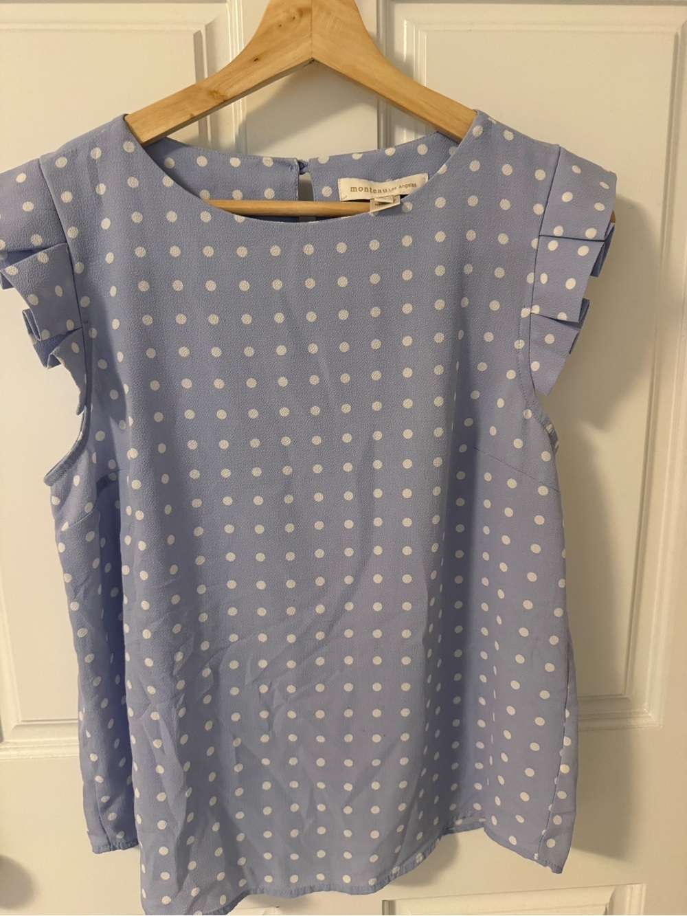 Monteau Light Blue Polka Dot Sleeveless Blouse